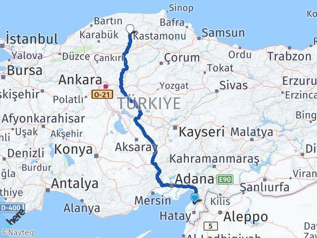 Hatay Belen Kastamonu Arası Kaç Km - Yol Haritası