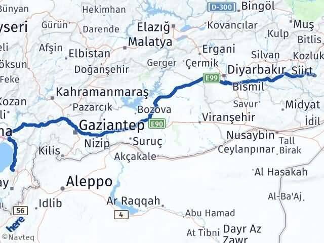Hatay Belen Siirt Arası Kaç Km - Yol Haritası