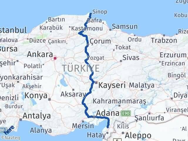 Hatay Belen Sinop Arası Kaç Km - Yol Haritası