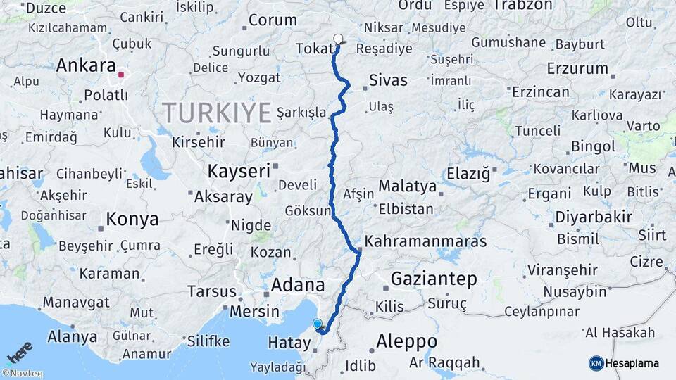 Hatay Belen Tokat Arası Kaç Km - Yol Haritası