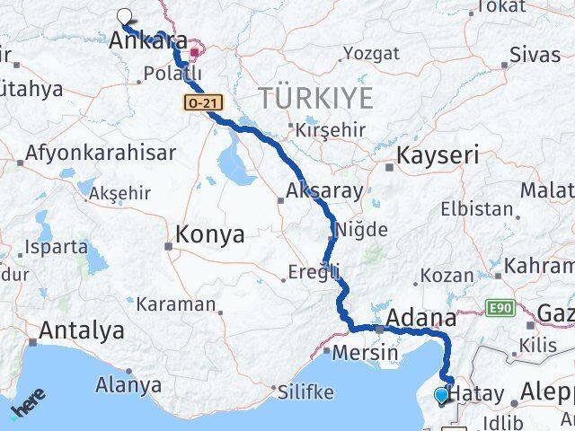 Hatay Beypazarı Ankara Arası Kaç Km - Yol Haritası