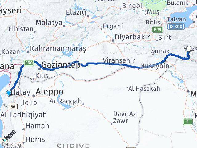 Hatay Beytüşşebap Şırnak Arası Kaç Km - Yol Haritası