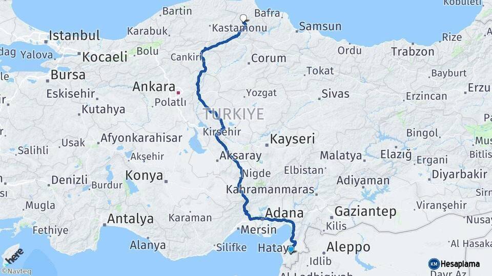 Hatay Boyabat Sinop Arası Kaç Km - Yol Haritası