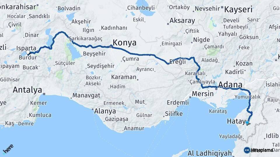 Hatay Burdur Arası Kaç Km - Yol Haritası