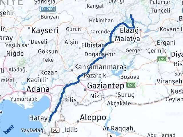 Hatay Çemişgezek Tunceli Arası Kaç Km - Yol Haritası