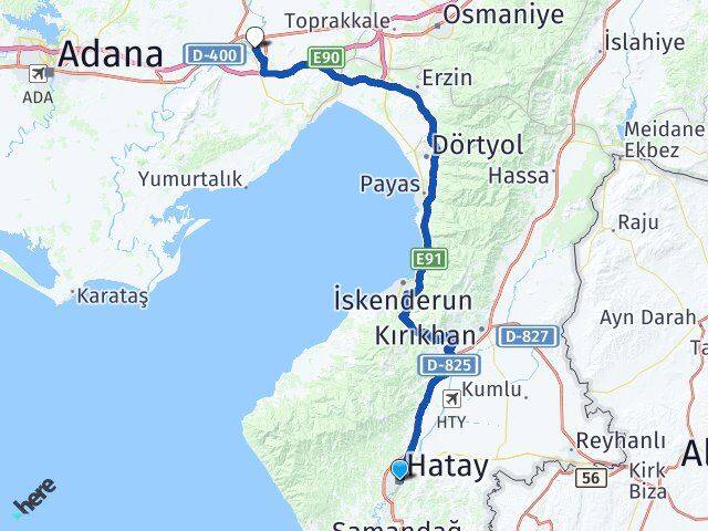 Hatay Ceyhan Adana Arası Kaç Km - Yol Haritası