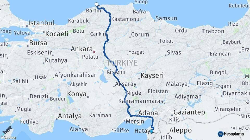Hatay Cide Kastamonu Arası Kaç Km - Yol Haritası
