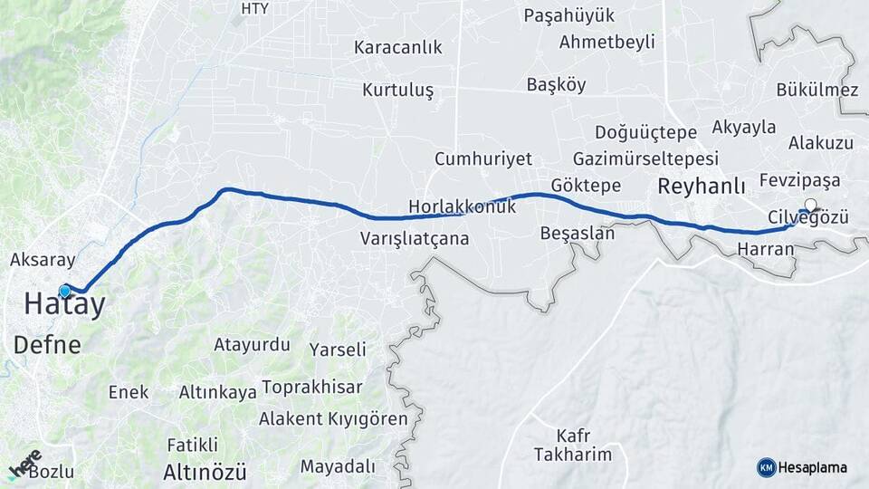 Hatay Cilvegözü Reyhanlı Arası Kaç Km - Yol Haritası