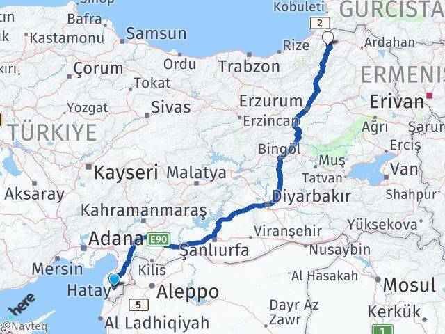 Defne Artvin Arası Kaç Km - Yol Tarifi