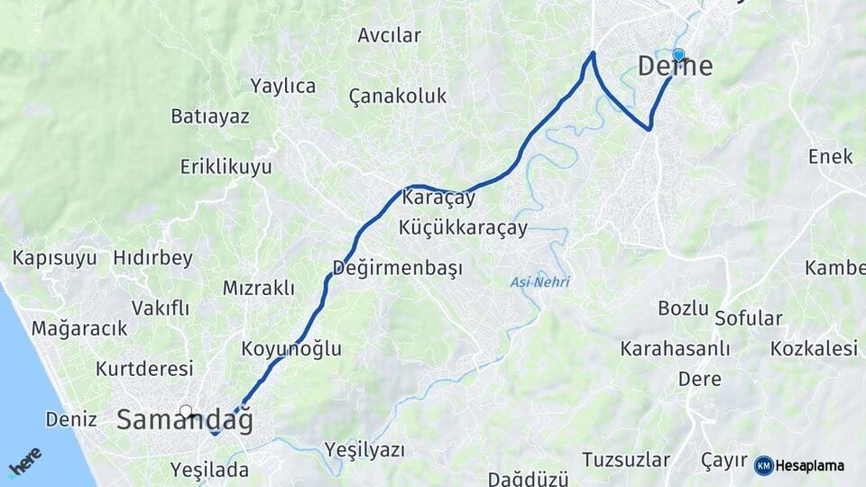 Hatay Defne Samandağ Arası Kaç Km - Yol Haritası