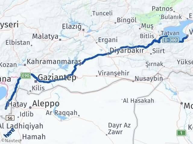 Hatay Defne Van Arası Kaç Km - Yol Haritası