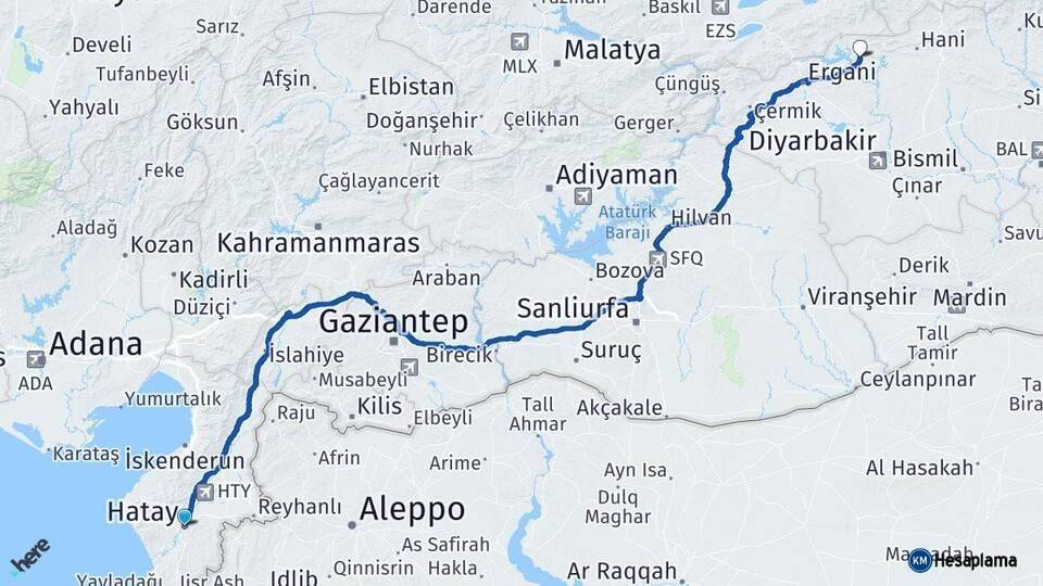 Hatay Dicle Arası Kaç Km - Yol Tarifi