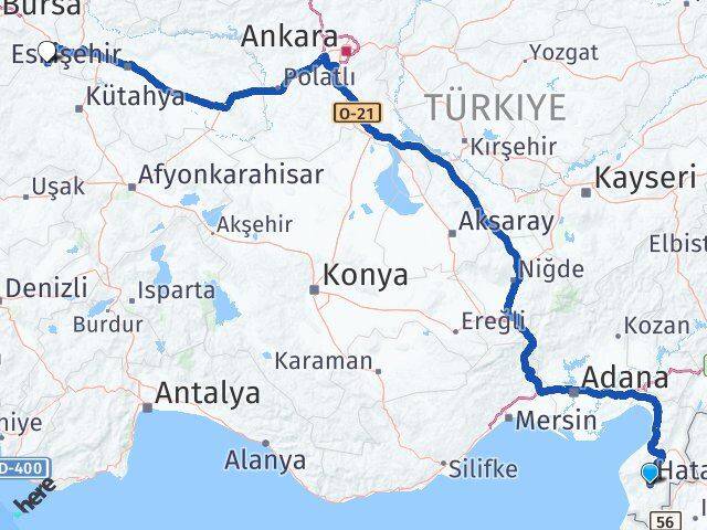 Hatay Domaniç Kütahya Arası Kaç Km - Yol Haritası