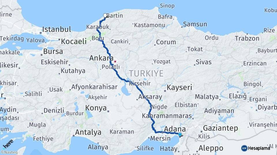 Hatay Dörtyol Bartın Arası Kaç Km - Yol Haritası