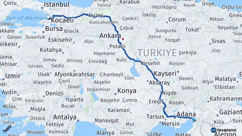 Hatay Dörtyol Yalova Arası Kaç Km - Yol Haritası