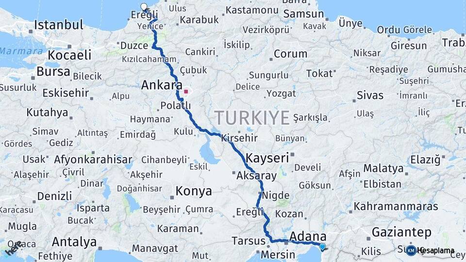 Hatay Dörtyol Zonguldak Arası Kaç Km - Yol Haritası