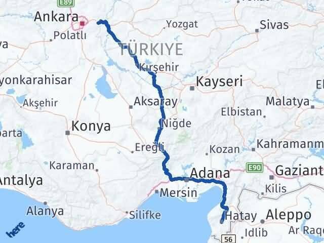 Hatay Elmadağ Ankara Arası Kaç Km - Yol Haritası