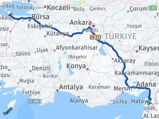 Hatay Erdek Balıkesir Arası Kaç Km - Yol Haritası