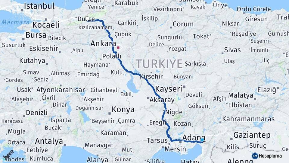Hatay Erzin Bolu Arası Kaç Km - Yol Haritası