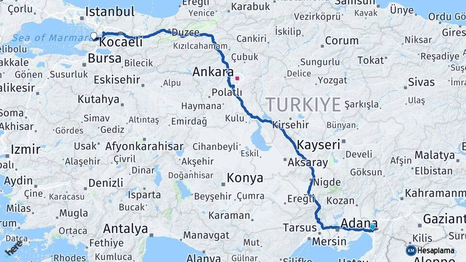 Hatay Erzin Yalova Arası Kaç Km - Yol Haritası