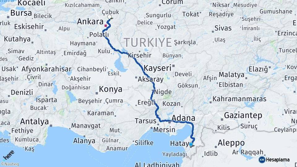 Hatay Esenboğa Havalimanı Arası Kaç Km - Yol Haritası