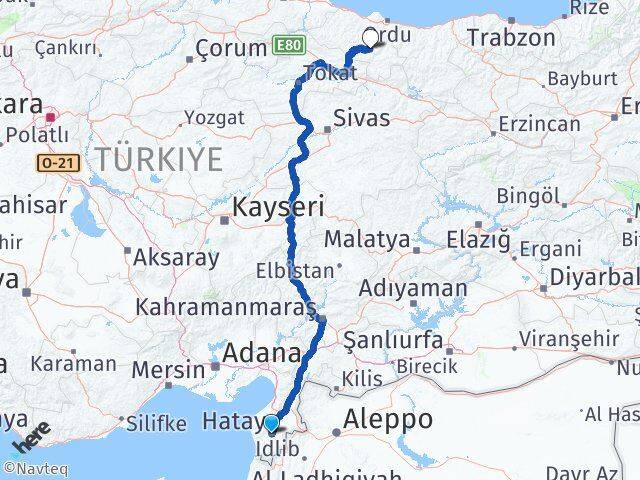 Hatay Gölköy Ordu Arası Kaç Km - Yol Haritası