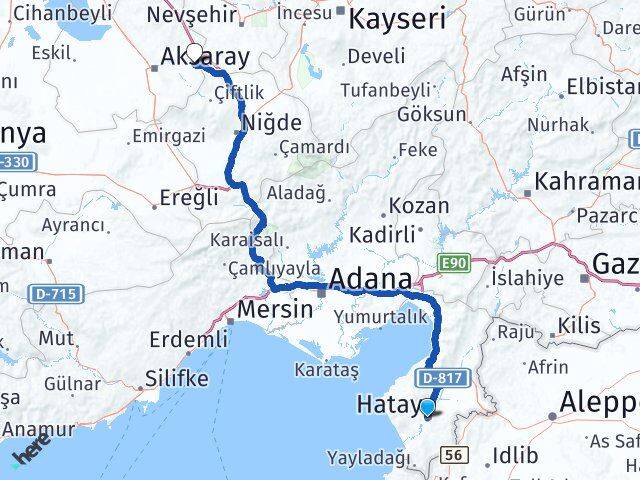 Hatay Gülağaç Aksaray Arası Kaç Km - Yol Haritası