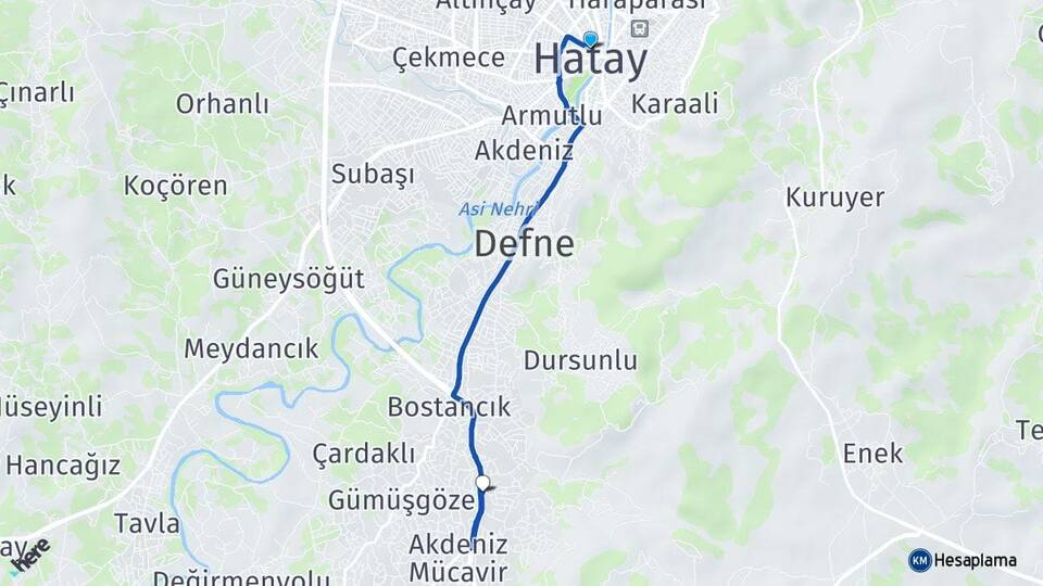 Hatay Harbiye Defne Arası Kaç Km - Yol Haritası