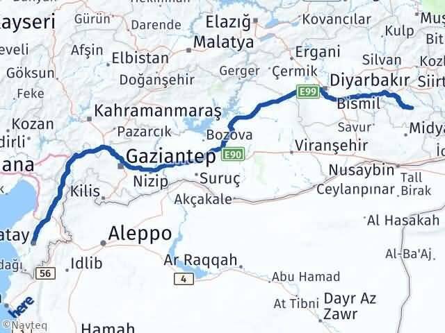 Hatay Hasankeyf Batman Arası Kaç Km - Yol Haritası