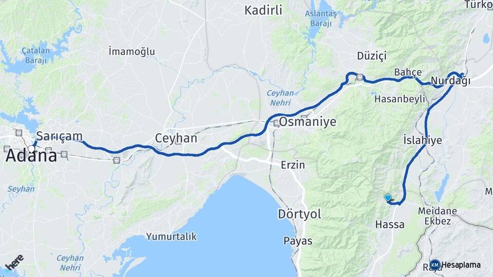Hatay Hassa Akbez Adana Arası Kaç Km - Yol Haritası