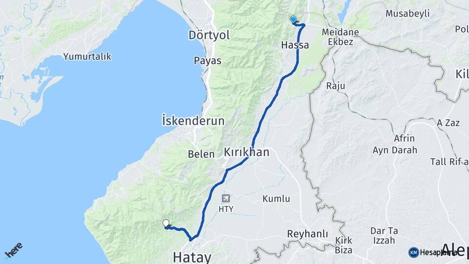 Hatay Hassa Akbez Antakya Arası Kaç Km - Yol Haritası