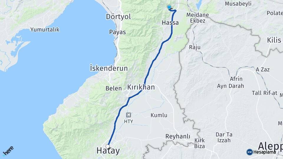 Hatay Hassa Akbez Arası Kaç Km - Yol Haritası