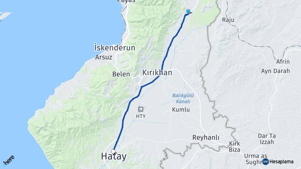 Hatay Hassa Aktepe Arası Kaç Km - Yol Haritası
