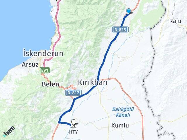 Aktepe Hatay Havalimanı Arası Kaç Km - Yol Tarifi