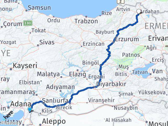 Hatay Hassa Ardahan Arası Kaç Km - Yol Haritası