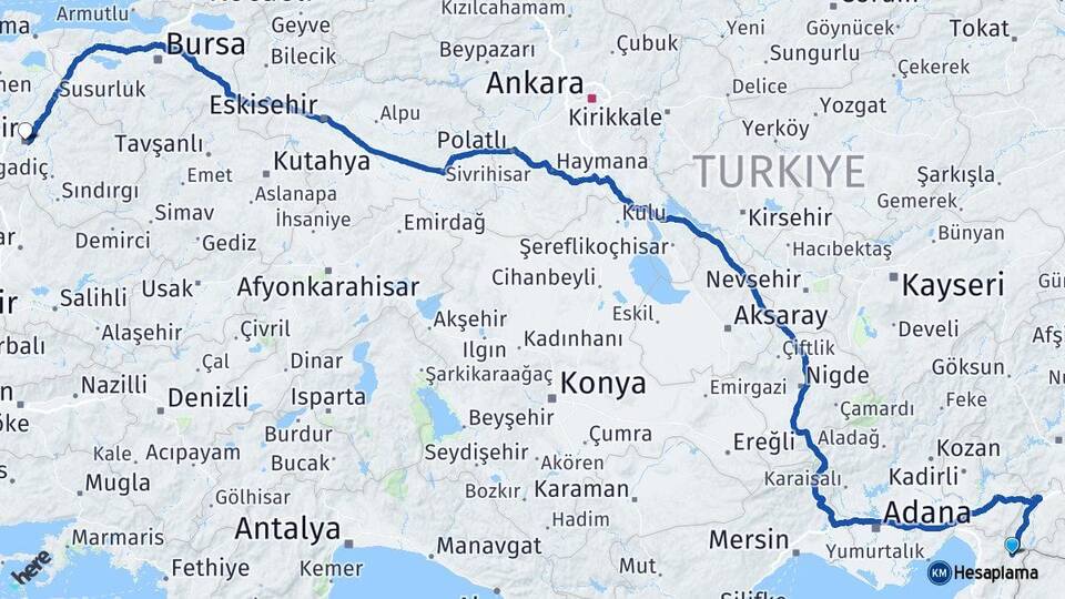 Hatay Hassa Balıkesir Arası Kaç Km - Yol Haritası