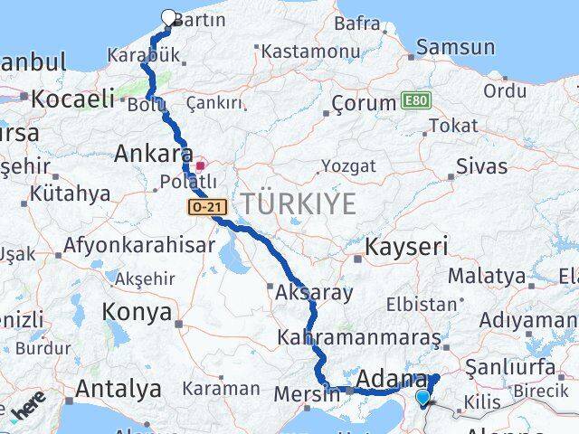 Hatay Hassa Bartın Arası Kaç Km - Yol Haritası