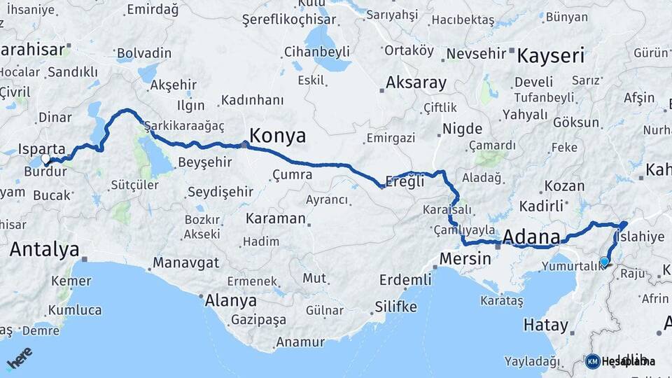Hatay Hassa Burdur Arası Kaç Km - Yol Haritası