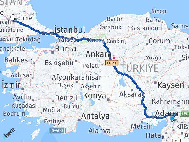 Hatay Hassa Edirne Arası Kaç Km - Yol Haritası