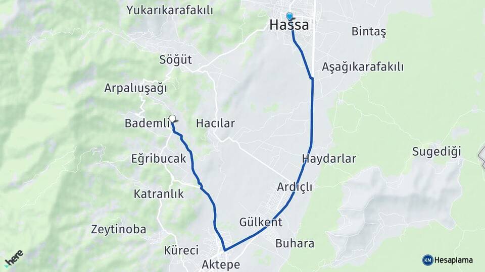 Hatay Hassa Gülpınar Hassa Arası Kaç Km - Yol Haritası