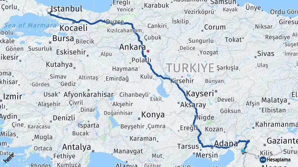Hatay Hassa İstanbul Arası Kaç Km - Yol Haritası
