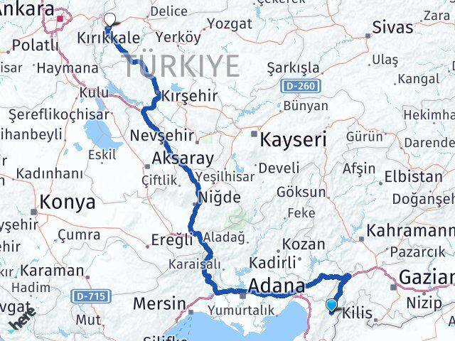 Hatay Hassa Kırıkkale Arası Kaç Km - Yol Haritası