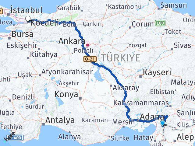 Hatay Hassa Kocaeli Arası Kaç Km - Yol Haritası