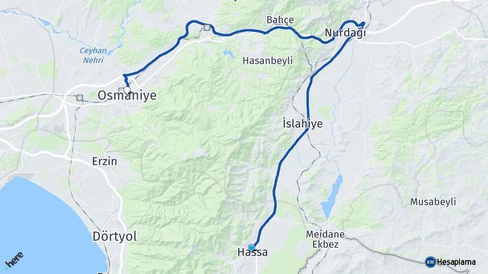 Hatay Hassa Osmaniye Arası Kaç Km - Yol Haritası