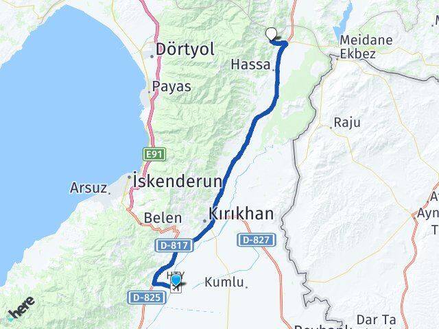 Hatay Havalimanı Akbez Arası Kaç Km - Yol Tarifi