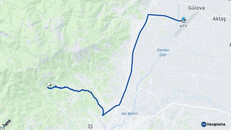 Hatay Havalimanı Antakya Hatay Arası Kaç Km - Yol Haritası