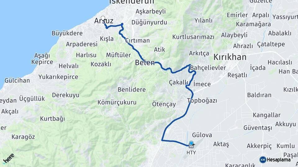 Hatay Havalimanı Arsuz Arası Kaç Km - Yol Tarifi