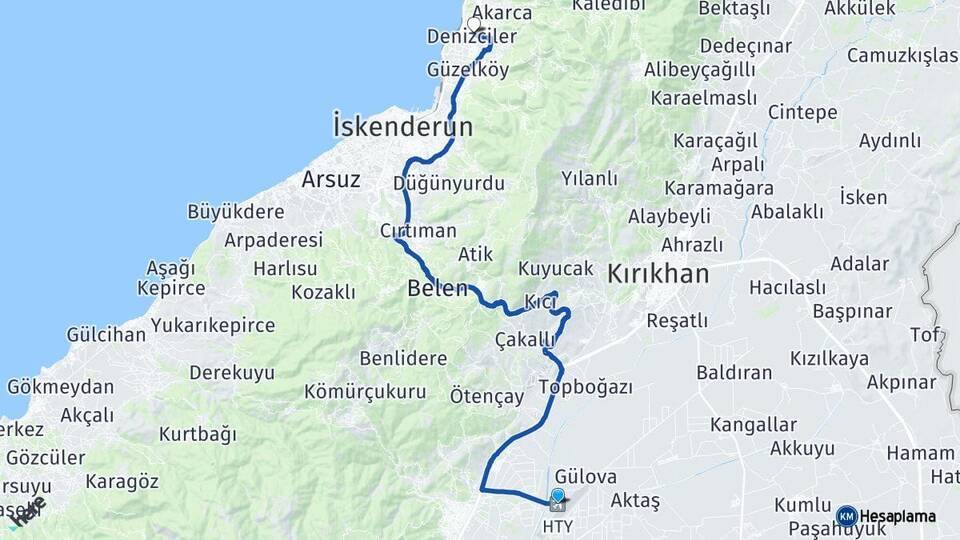 Hatay Havalimanı Denizciler Arası Kaç Km - Yol Tarifi