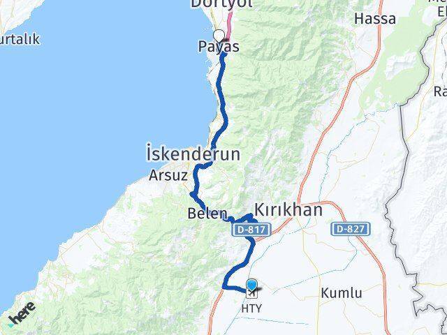 Hatay Havalimanı Payas Arası Kaç Km - Yol Tarifi