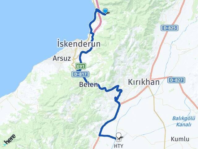 Akarca Hatay Havalimanı Arası Kaç Km - Yol Tarifi